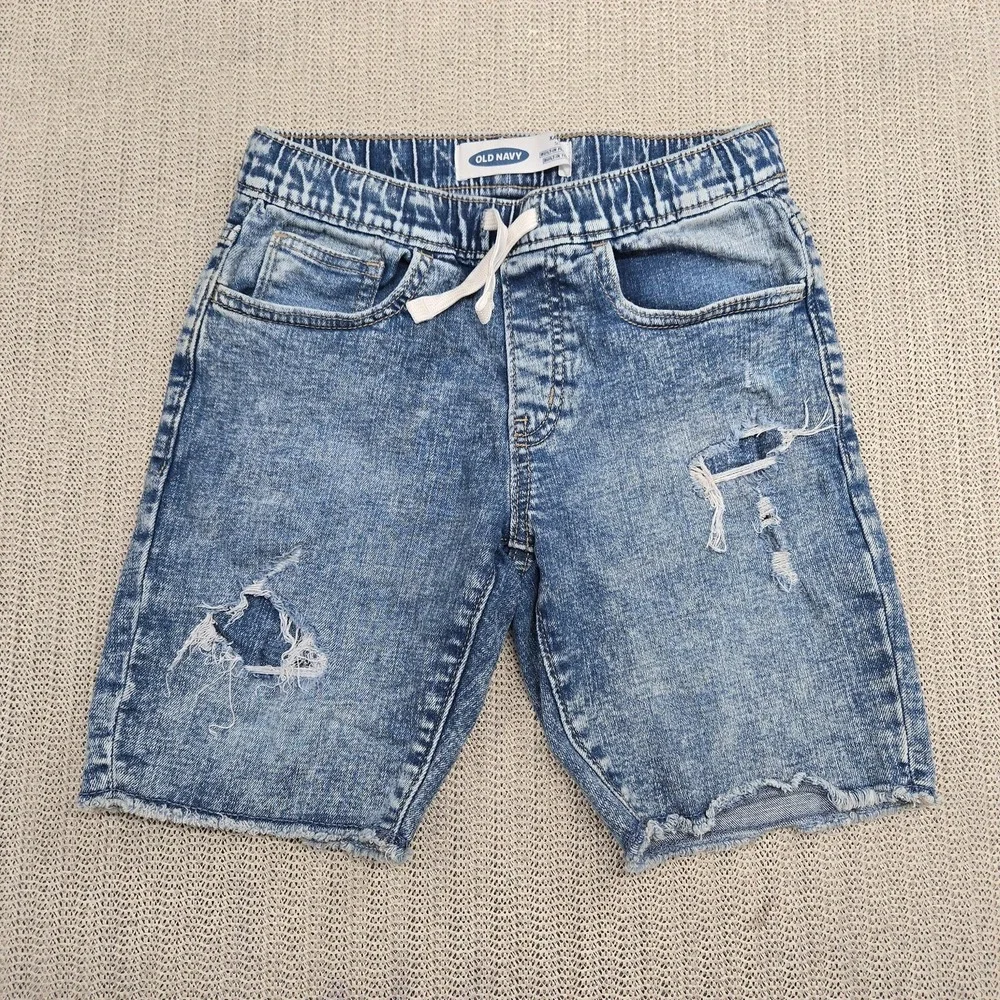 Old Navy Shorts Boys Medium 8 Blue Karate Built-In Flex Max Denim Distressed